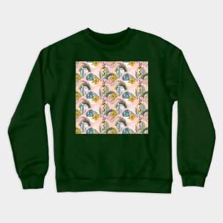 Tropical pattern with exotic plants, cactus, rainbow and modern textures Crewneck Sweatshirt